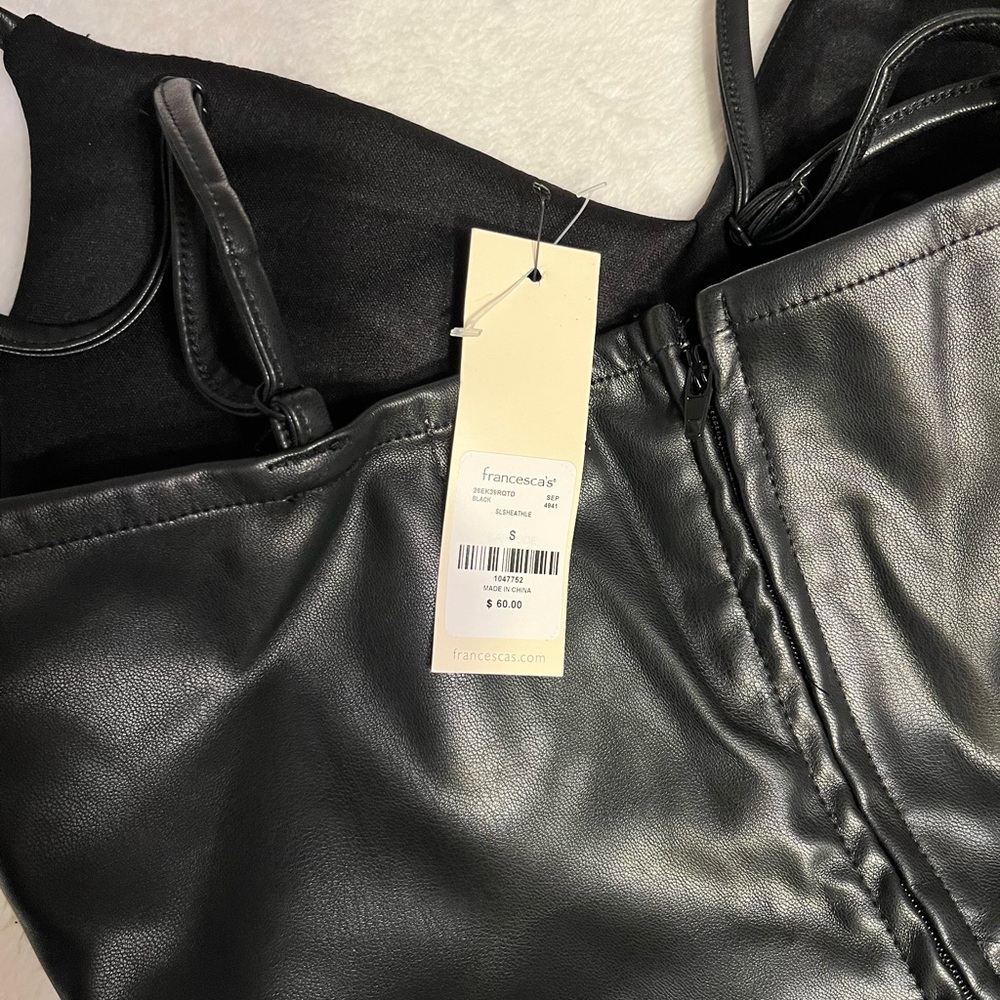 Francesca's Collections Black Faux Leather Slip Dress - Picture 3 of 3